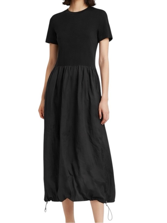 ASOS Dresses & Skirts - ASOS Design Black Dress Mixed Material Cinch Hem Balloon Skirt Minimalist US 4